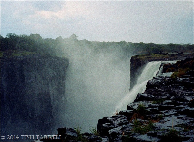 Victoria Falls, looking over the knife edge in a rainstorm