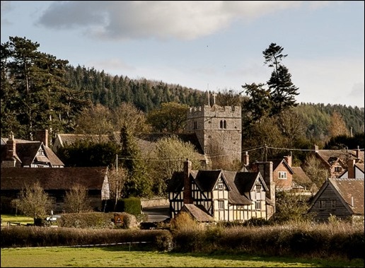 Rushbury beneath Wenlock Edge