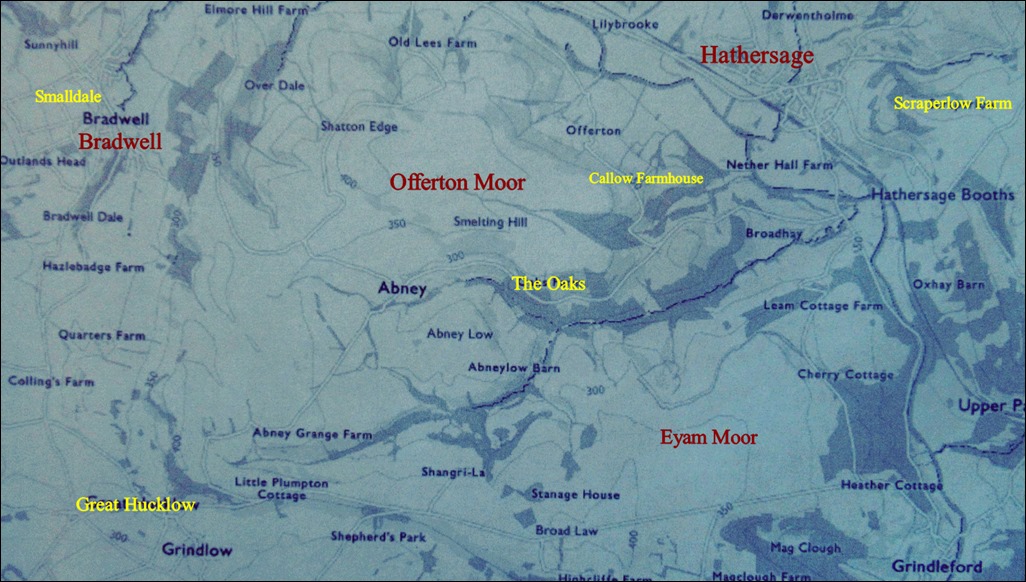 Bradwell Grat Hucklow Highlow map