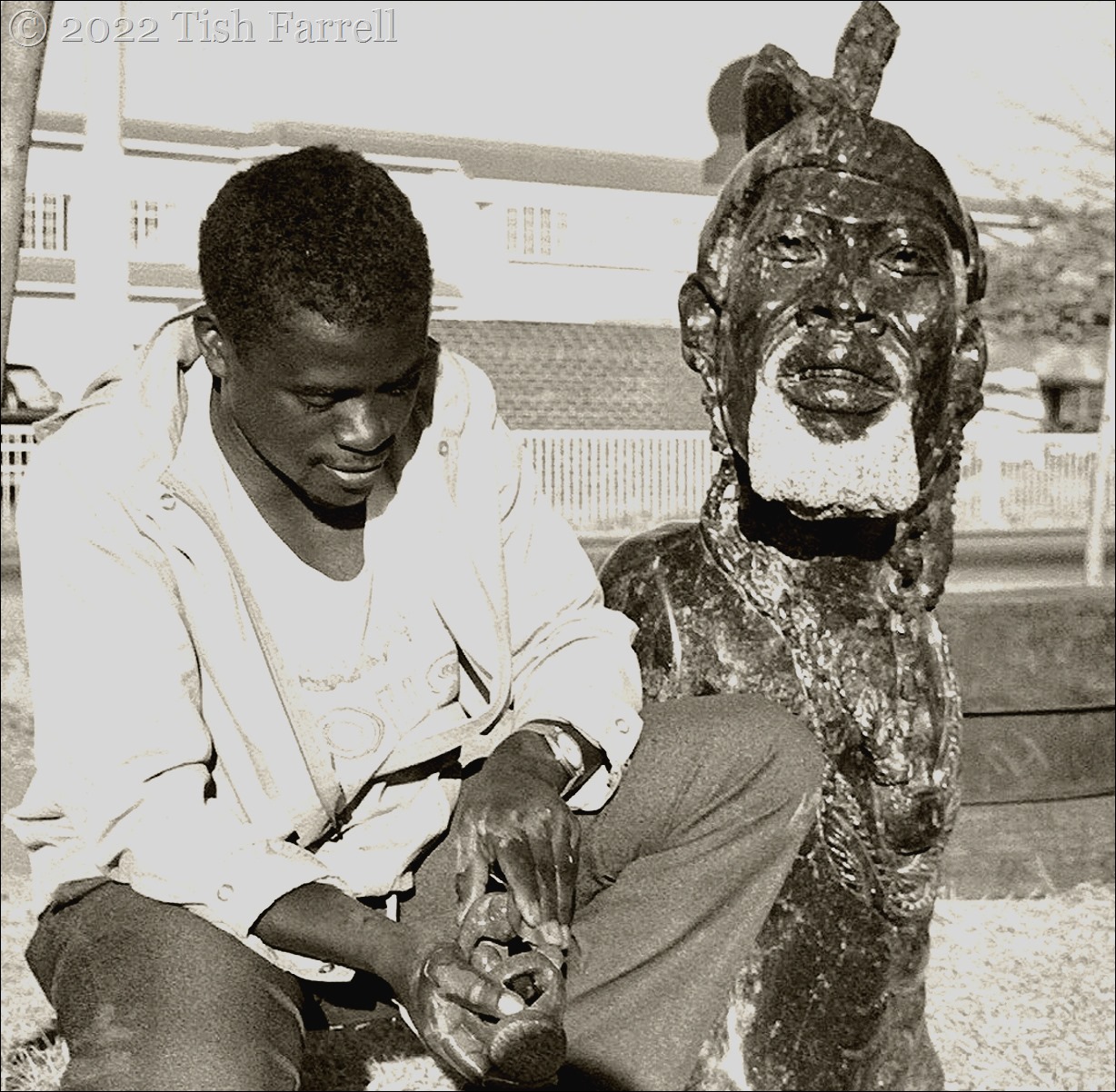 Harare soapstone carver mono