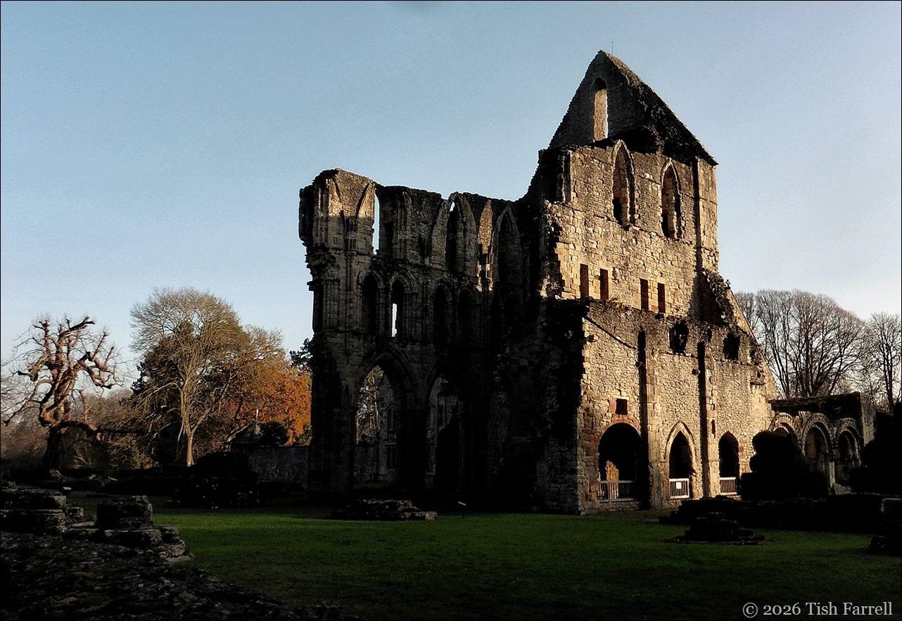 shadowed Wenlock Priory sundown